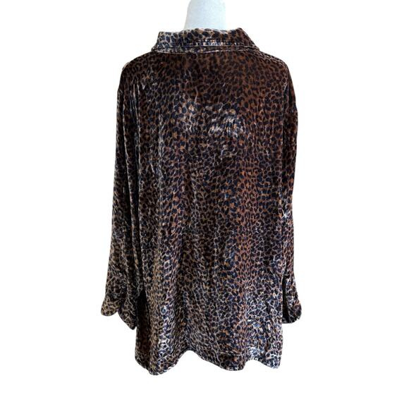 Soft Surroundings Tunic Top Women Plus 2x Velour Silk Leopard Flowy Maximalist - Picture 7 of 11
